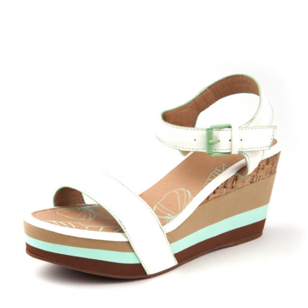 Yellowbox white teal cork Coreen wedge sandals - Picture 8 of 8